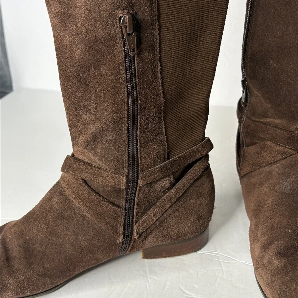 Antonio Melani Brown Suede Over the Knee Boots w/Harness Straps